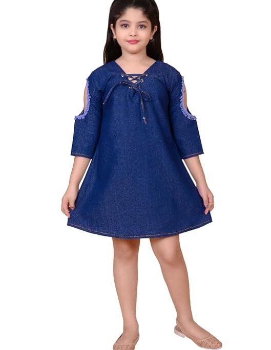 Girls Blue Denim A-Line Dress