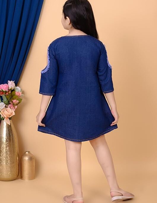 Girls Blue Denim A-Line Dress