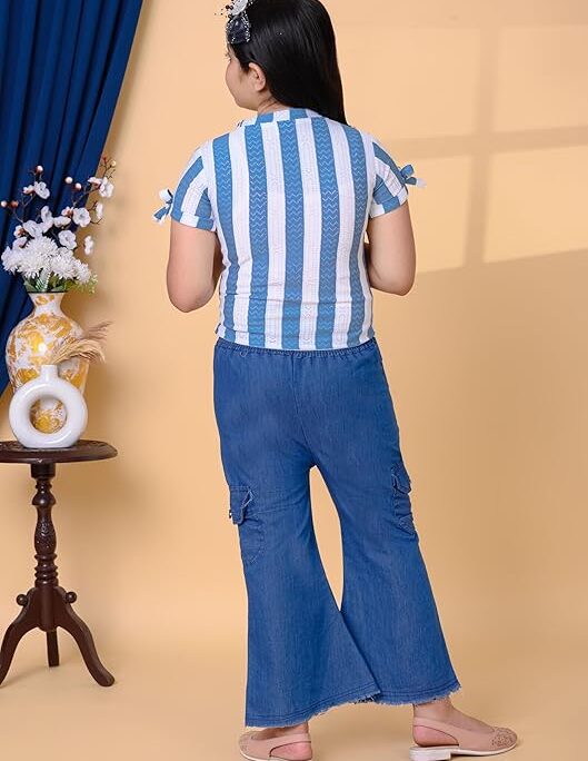 Girls Printed Cotton Top & Wide Leg