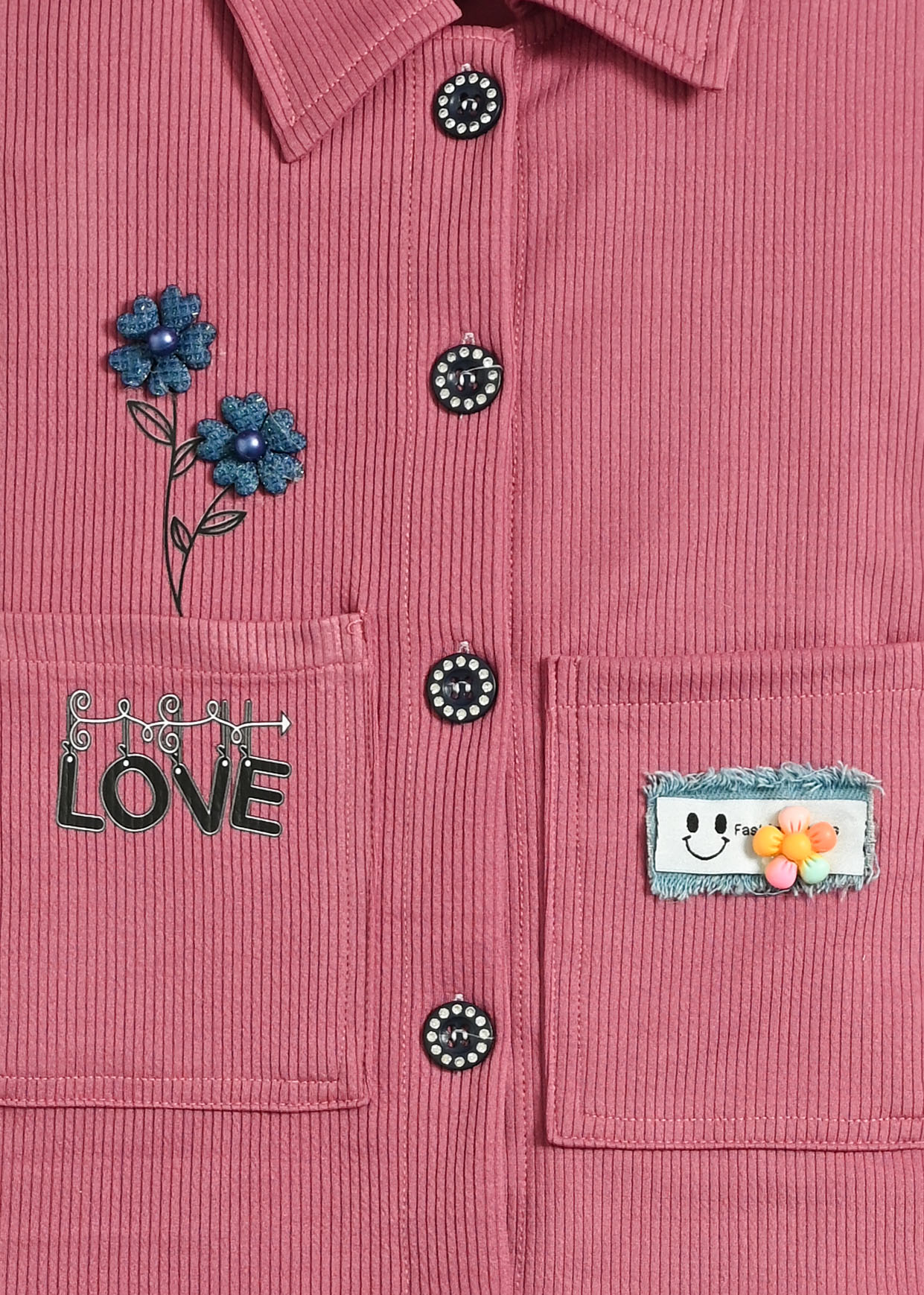 Girls Cotton Shirt Top & Denim Skirt Set | Casual Party Wear Outfit | Floral Denim Skirt with Cotton Collar Top - Image 12