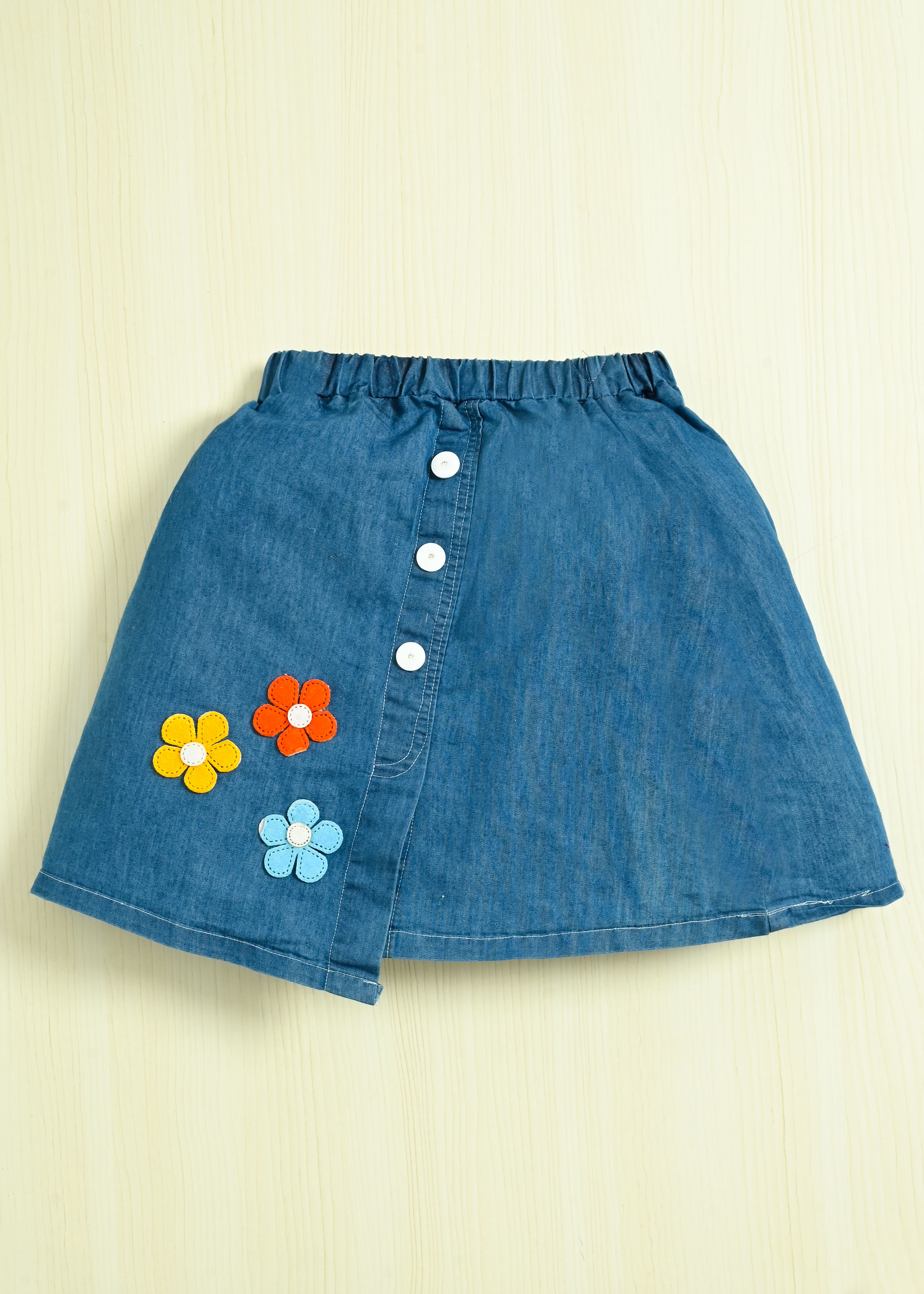 Girls Cotton Shirt Top & Denim Skirt Set | Casual Party Wear Outfit | Floral Denim Skirt with Cotton Collar Top - Image 10
