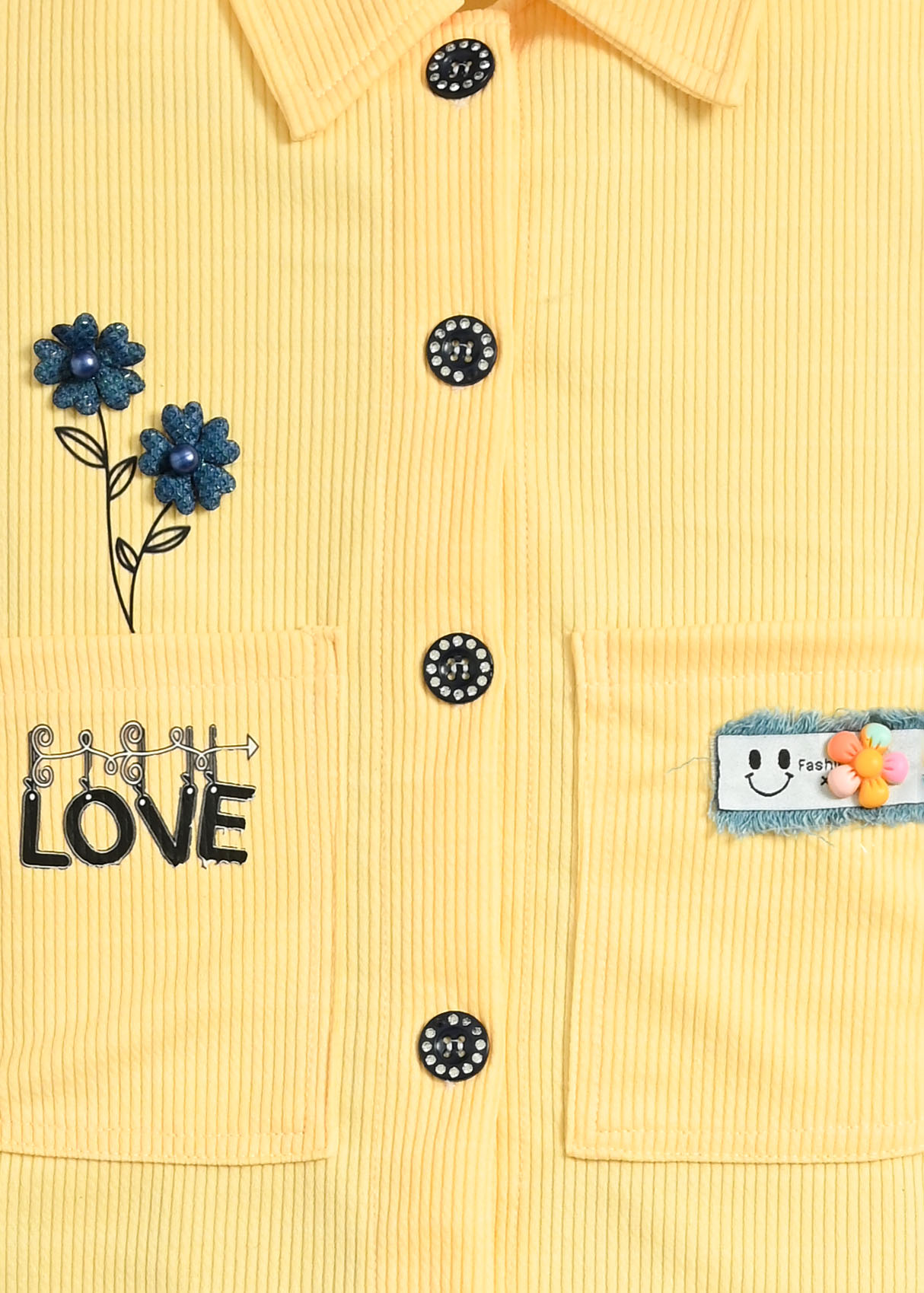 Girls Cotton Shirt Top & Denim Skirt Set | Casual Party Wear Outfit | Floral Denim Skirt with Cotton Collar Top - Image 8