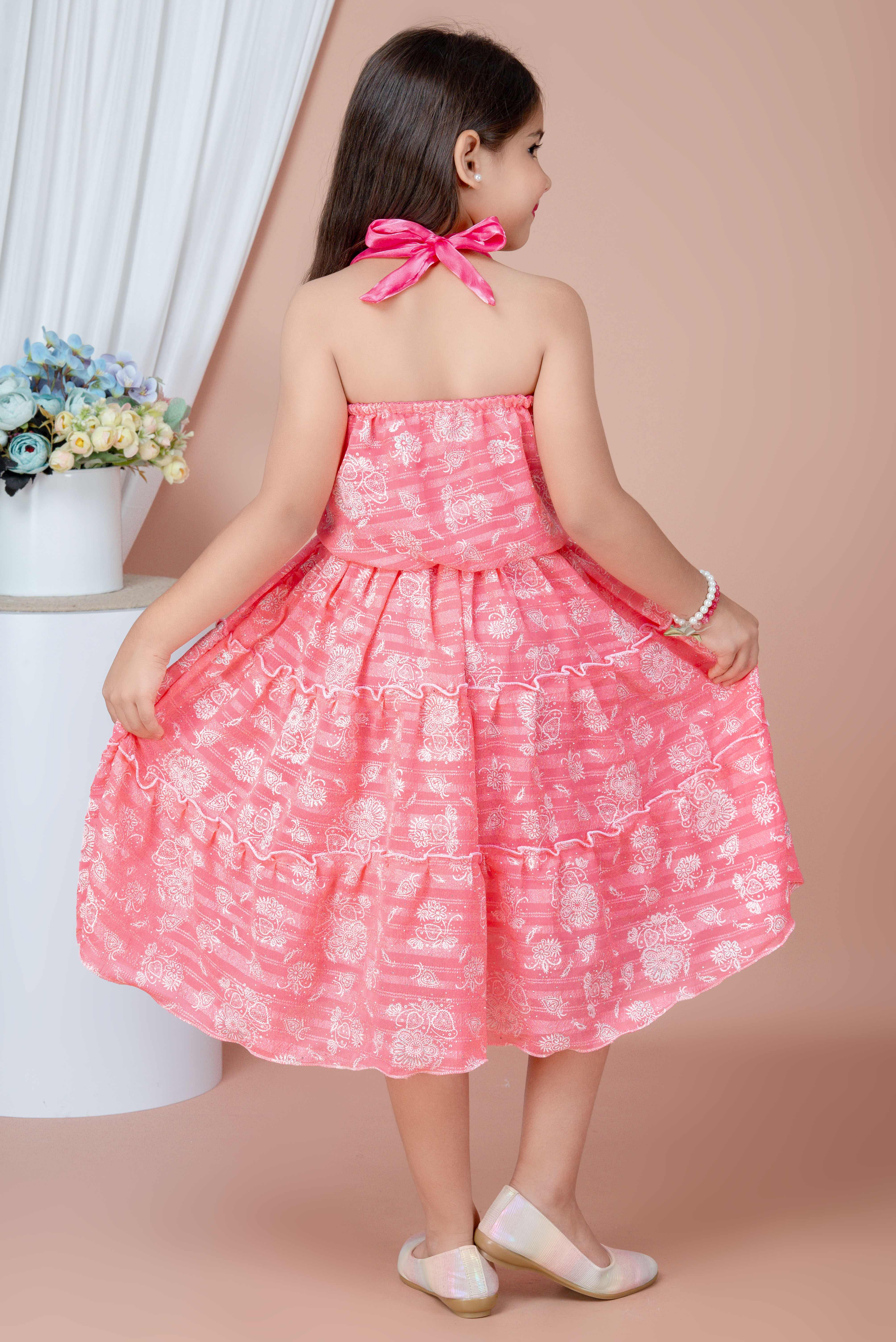 Girls Chiffon Party Wear Dress | Sleeveless Layered Frock | Printed Chiffon Midi Dress | Birthday & Summer Dress for Girls - Image 15