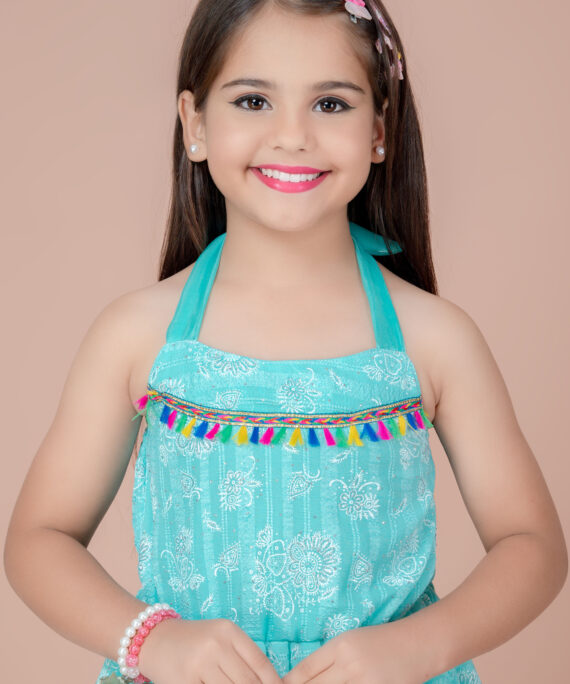 Girls Chiffon Party Wear Dress | Sleeveless Layered Frock | Printed Chiffon Midi Dress | Birthday & Summer Dress for Girls