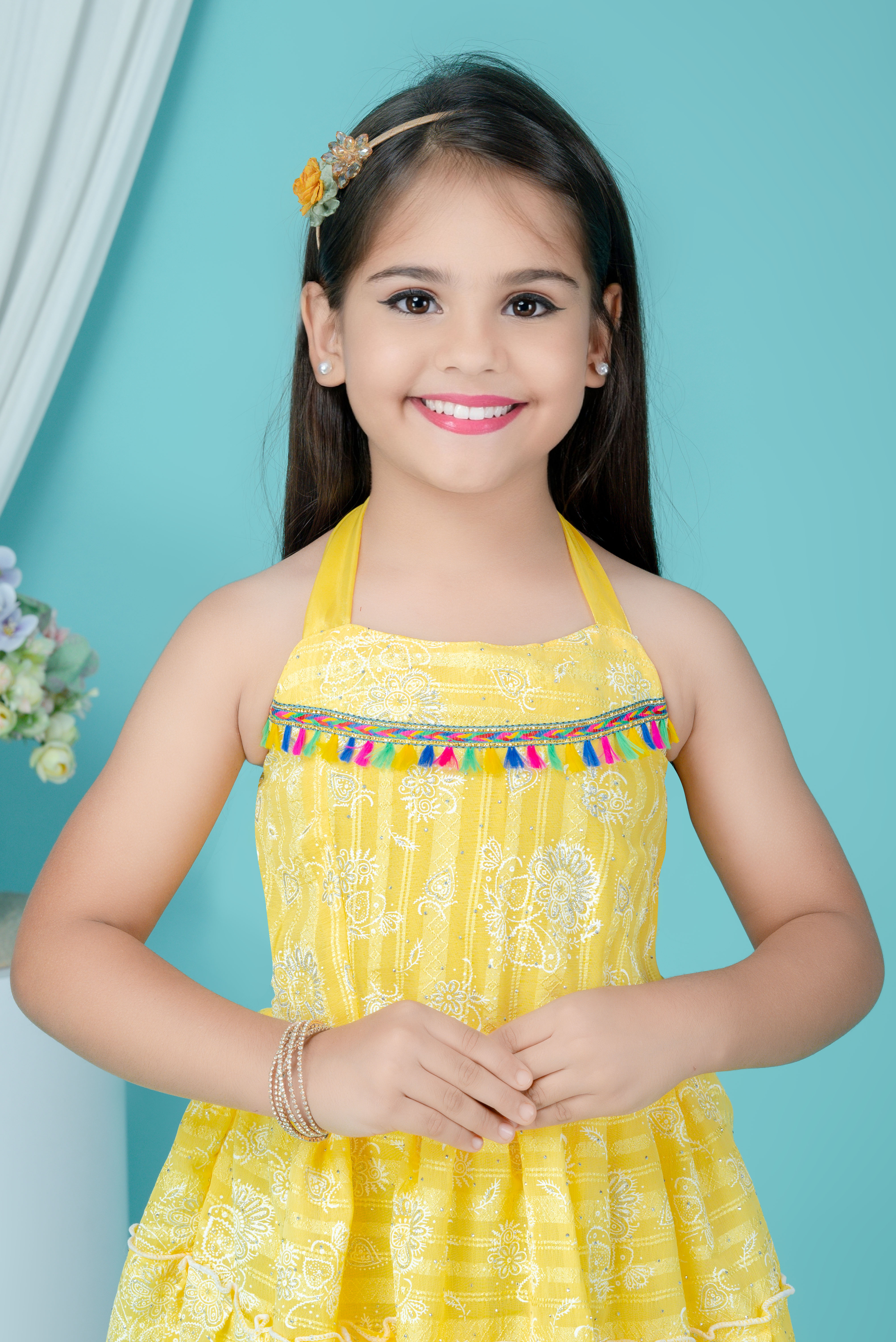 Girls Chiffon Party Wear Dress | Sleeveless Layered Frock | Printed Chiffon Midi Dress | Birthday & Summer Dress for Girls - Image 6