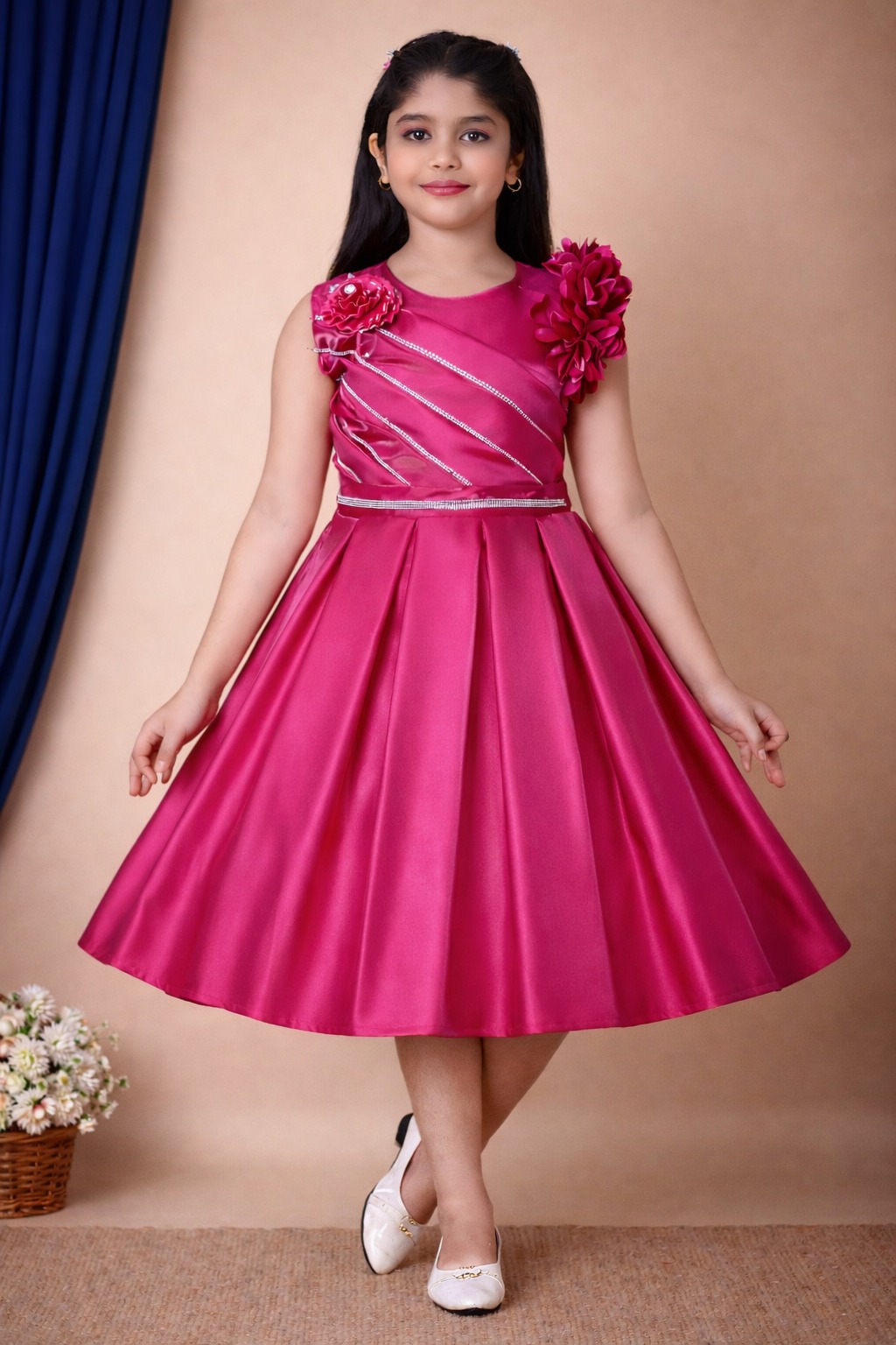 Girls Party Wear Dress | Cotton Blend Princess Frock for Girls | Fancy Midi Dress for Girls | Wedding & Festive Wear - Image 3