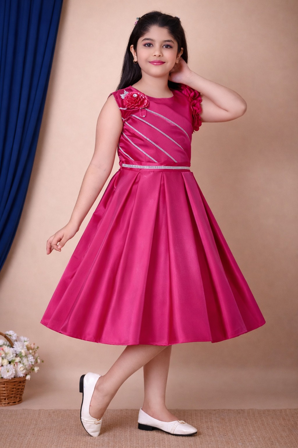 Girls Party Wear Dress | Cotton Blend Princess Frock for Girls | Fancy Midi Dress for Girls | Wedding & Festive Wear - Image 4