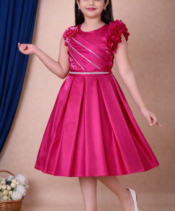 Girls Party Wear Dress | Cotton Blend Princess Frock for Girls | Fancy Midi Dress for Girls | Wedding & Festive Wear