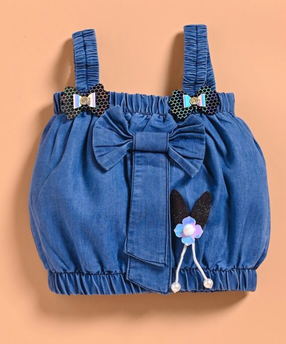 Kids Girls Denim Co-Ord Set | Denim Crop Top & Elastic Waist Shorts Set | Stylish Summer Outfit for Girls