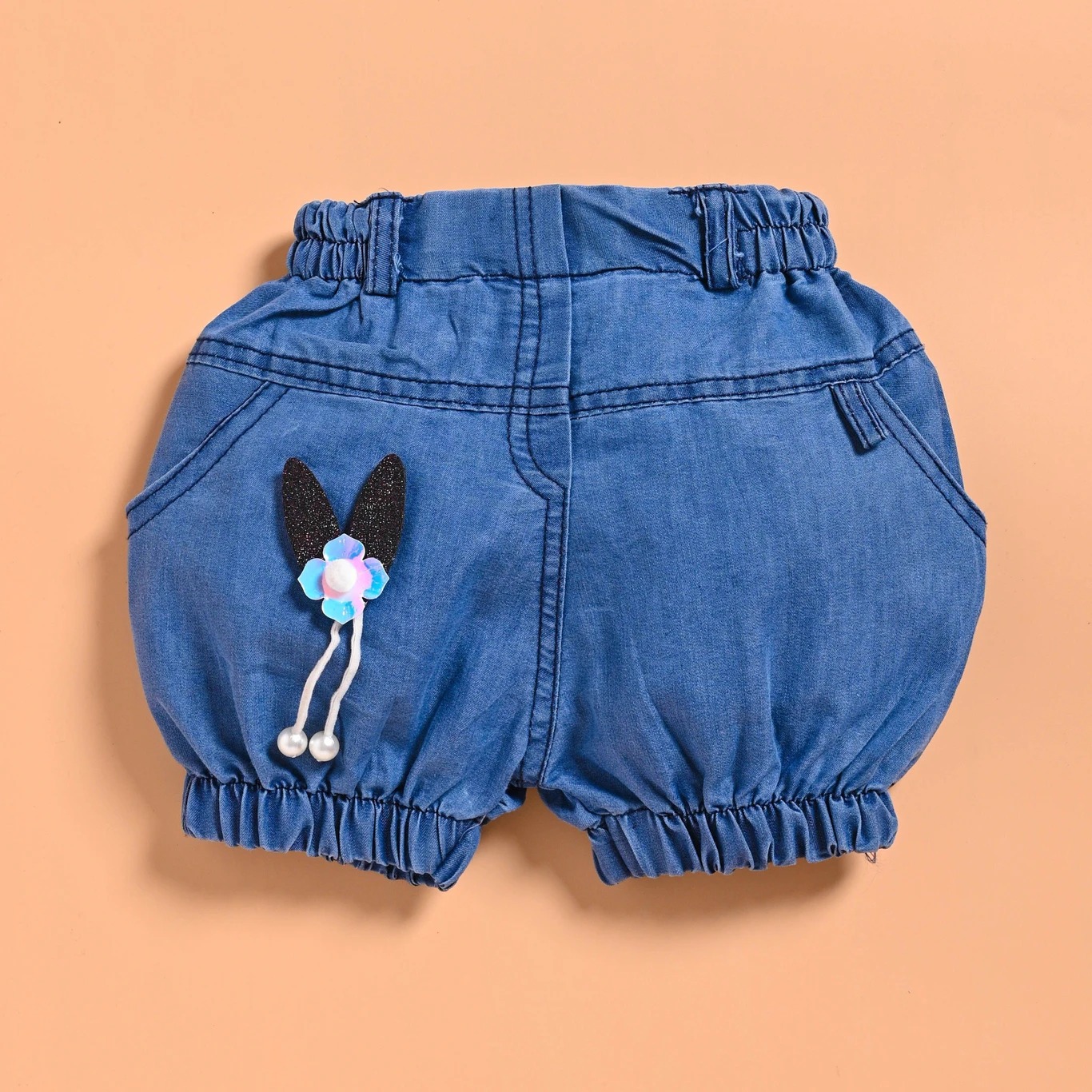 Kids Girls Denim Co-Ord Set | Denim Crop Top & Elastic Waist Shorts Set | Stylish Summer Outfit for Girls - Image 4