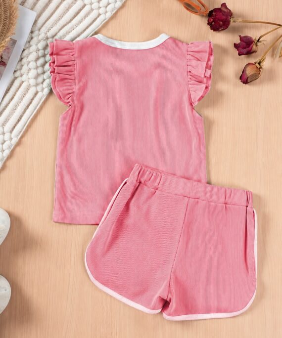 Tailorwomen Girls Cotton Top & Shorts Set | Cute Summer Co-Ord Set for Girls | Casual Daily Wear Outfit